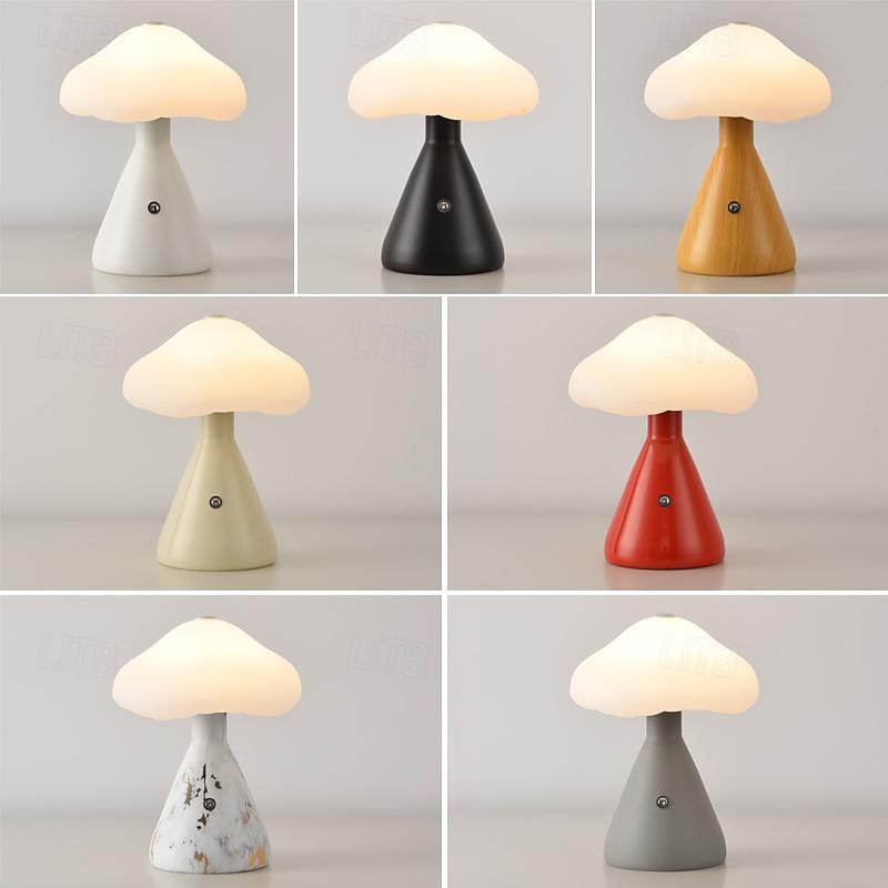 Lâmpada de cogumelo regulável portátil para quarto, lâmpada de cabeceira led com carregamento usb, luz noturna sem fio para decoração de casa de 2025 por $27.99 –P1
