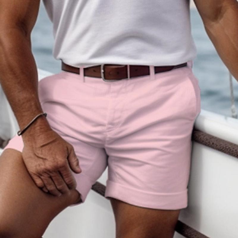 Men's Pink Shorts Shorts Summer Shorts Casual Shorts Buttons Front Pocket Plain Comfort Breathable Short Casual Daily Holiday Fashion Designer Black White 2025 - $19.99 –P8