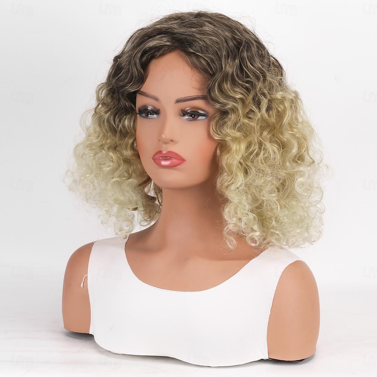 شقراء الباروكات للنساء شقراء غريب مجعد شعر مستعار الأفرو أمريكان الباروكات الاصطناعية شعر مستعار ناعم للأزياء النساء أومبير الباروكات 2025 - $22.99 –P7