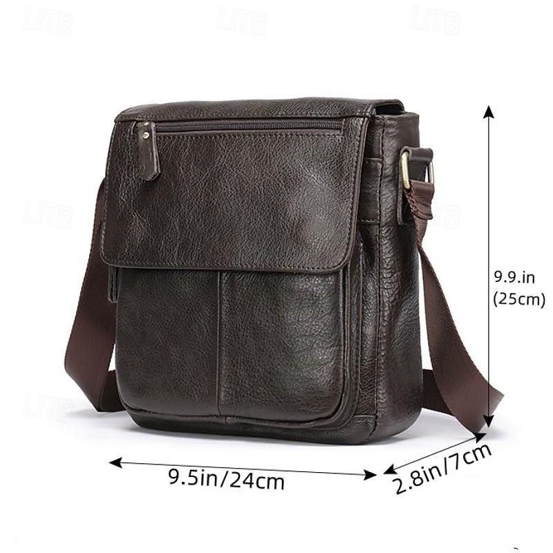 Per uomo Borsa a tracolla Borsa a tracolla Cuoio Esterno Viaggi Cerniera Regolabile Massima capacità Duraturo Tinta unica Marrone scuro Nero del 2025 a $69.99 –P9