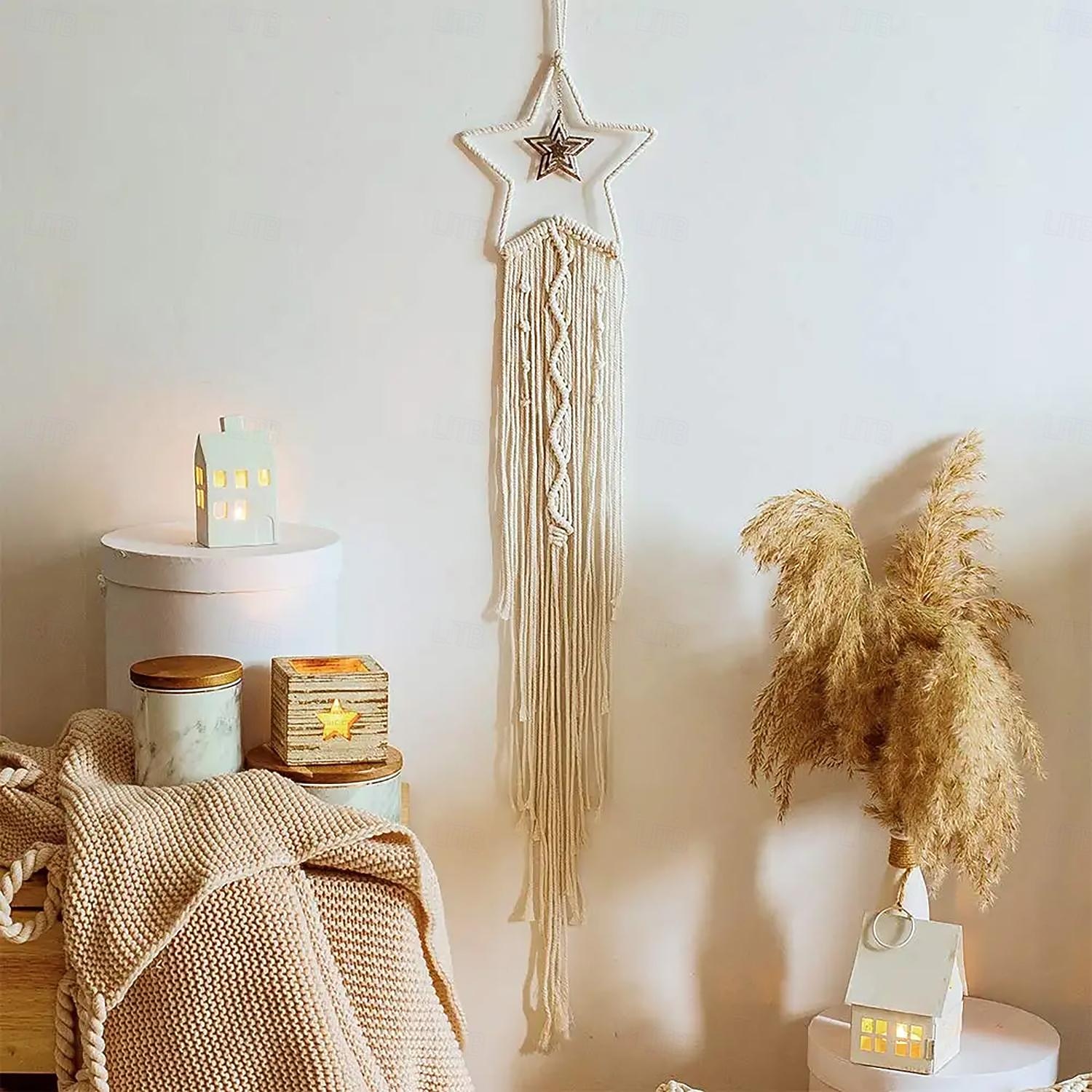 1pc Boheemse maanster dromenvangers verlichting boho macrame muuropknoping dromenvanger boho muurdecor handgemaakt geweven tapijt voor tienermeisjes jongens kinderkamer cadeau thuis appartement 2026 - $18.49 –P3