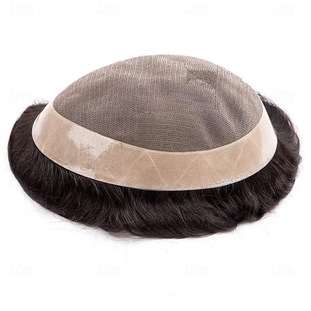 toupee mono urosperuukki miesten peruukki 100% luonnolliset hiukset kestävä miesten hiusproteesi toupee miehille 6 hiusten korvausjärjestelmä miehille 6x8 7x9 8x10 2025 - $164.99 –P4