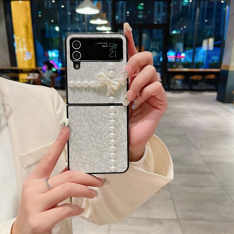 Phone Case For Samsung Galaxy Z Flip 7 Z Flip 6 Z Flip 5 Z Flip 4 Z Flip 3 for Women Girl Bling Glitter Shiny Shockproof Bow tie TPU 2025 - $13.99 –P1