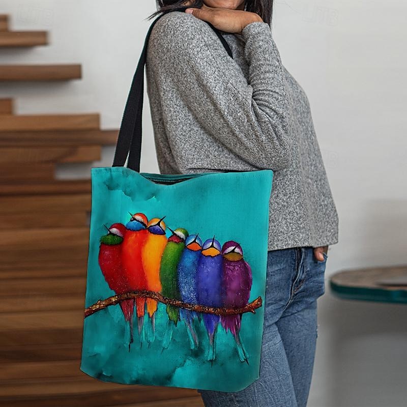 Colorful Birds Print Tote Bag – Artistic Eco-Friendly Reusable Shoulder Bag for Women, Casual Everyday Handbag 2025 - $18.99 –P3