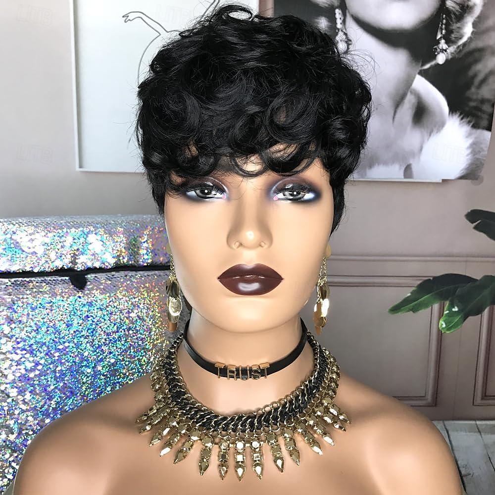 parrucche corte di capelli umani con taglio pixie per donne nere parrucca di capelli umani del 2025 a $49.99 –P2