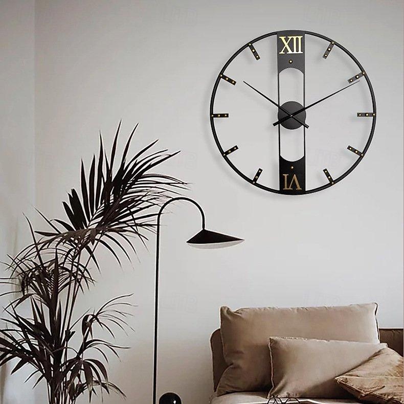 ylellinen iso seinäkello moderni design hiljainen seinäkello kodin sisustus musta metalli kellot olohuoneen sisustus 2026 - $80.99 –P4