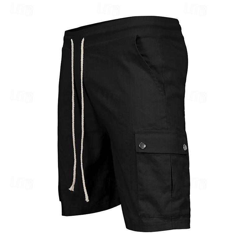 Homme Short Cargo Short Cordon Taille elastique Multi poche Plein Vestimentaire Court Extérieur du quotidien Sortie Mode Classique Noir Jaune de 2025 ? $27.99 –P7