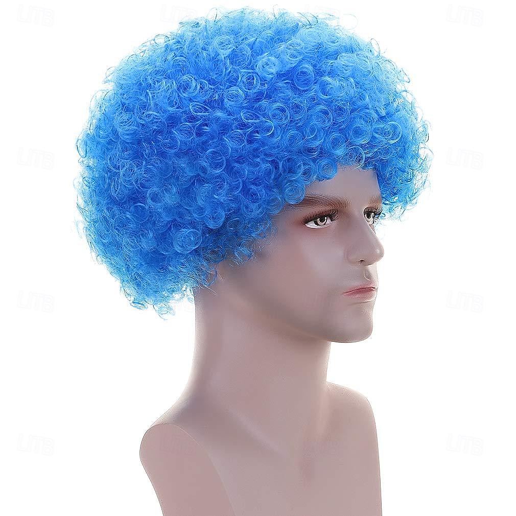 bolyhos afro szintetikus bohóc paróka férfiaknak női cosplay anime party karácsonyi karnevál díszes vicces parókák kék 2025 - $18.49 –P3