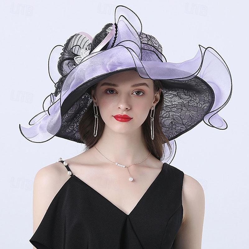 Elegant Retro Vintage Derby Kopfschmuck Hut Kirchenhut Dame Edelfrau Kostüm Damen Valentinstag Derby Hochzeitsfeier Ascot Erwachsene Hut Frühling & Sommer 2026 - $54.99 –P2
