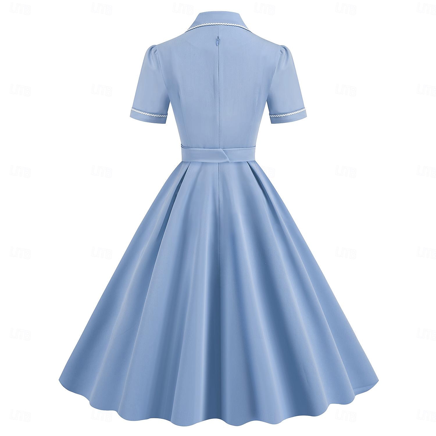 Retro Vintage 1950s Rockabilly Swing Dress Flare Dress Solid Color Women's Halloween Masquerade Dailywear Bachelorette Party Adults Dress Homecoming Dresses 2025 - $39.99 –P6