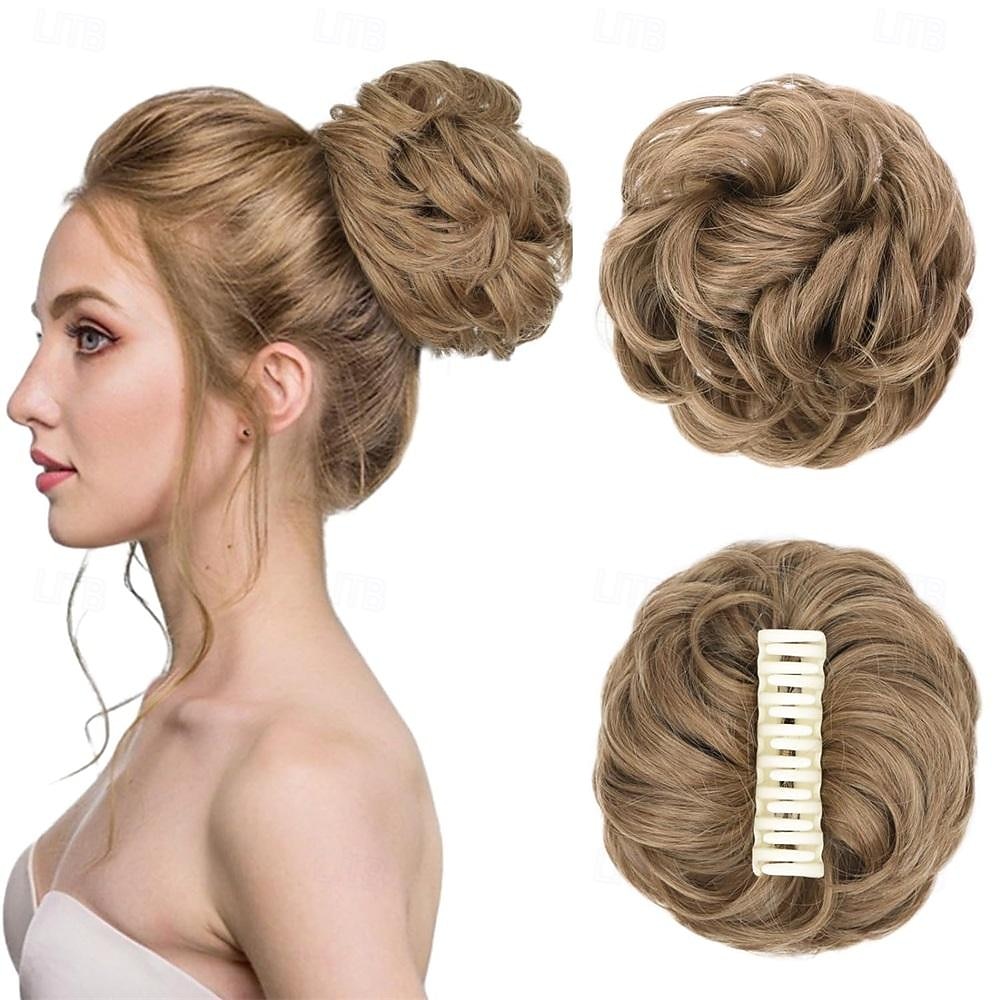 extensions de chignon de cheveux en désordre ondulés bouclés pince à griffes chignon en désordre morceaux de cheveux blonde faits saillants extension de chignon en désordre clip en griffe chignon de 2025 ? $9.49 –P2