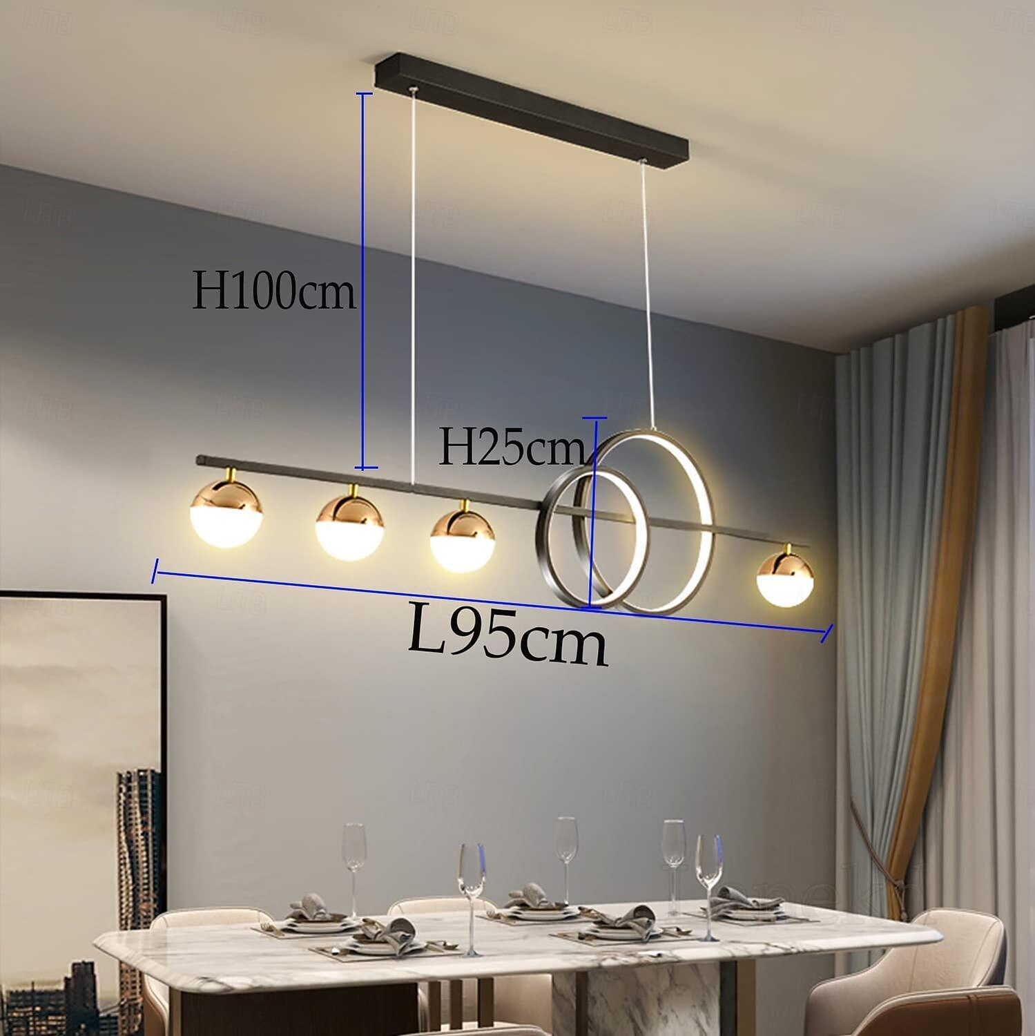 Kitchen Island Light/Lighting Over Table 80/95/120cm Farmhouse Lighting Fixtures Ceiling Hanging Pendant Modern Linear Chandelier with Clear Glass Globe Shade for Dining Room 110-240V 2025 - $299.99 –P4