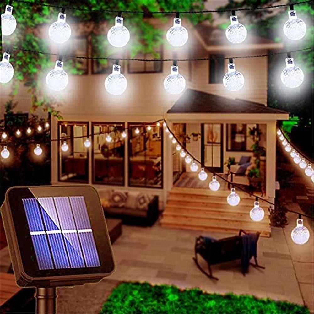 Guirlande lumineuse solaire d'extérieur, 10 m, 50 LED, guirlande lumineuse de Noël étanche avec 8 modes, design boule de cristal pour Noël, jardin, pelouse, porche, belvédère&amp;décor de bistrot de 2025 ? $53.99 –P2