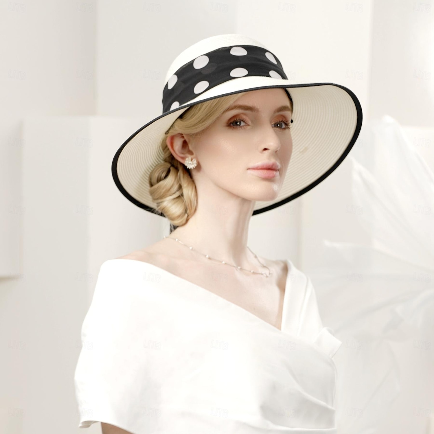 Hats Fiber Straw Hat Sun Hat Wedding Tea Party Elegant Wedding With Lace-up Headpiece Headwear 2024 - $29.99 –P2