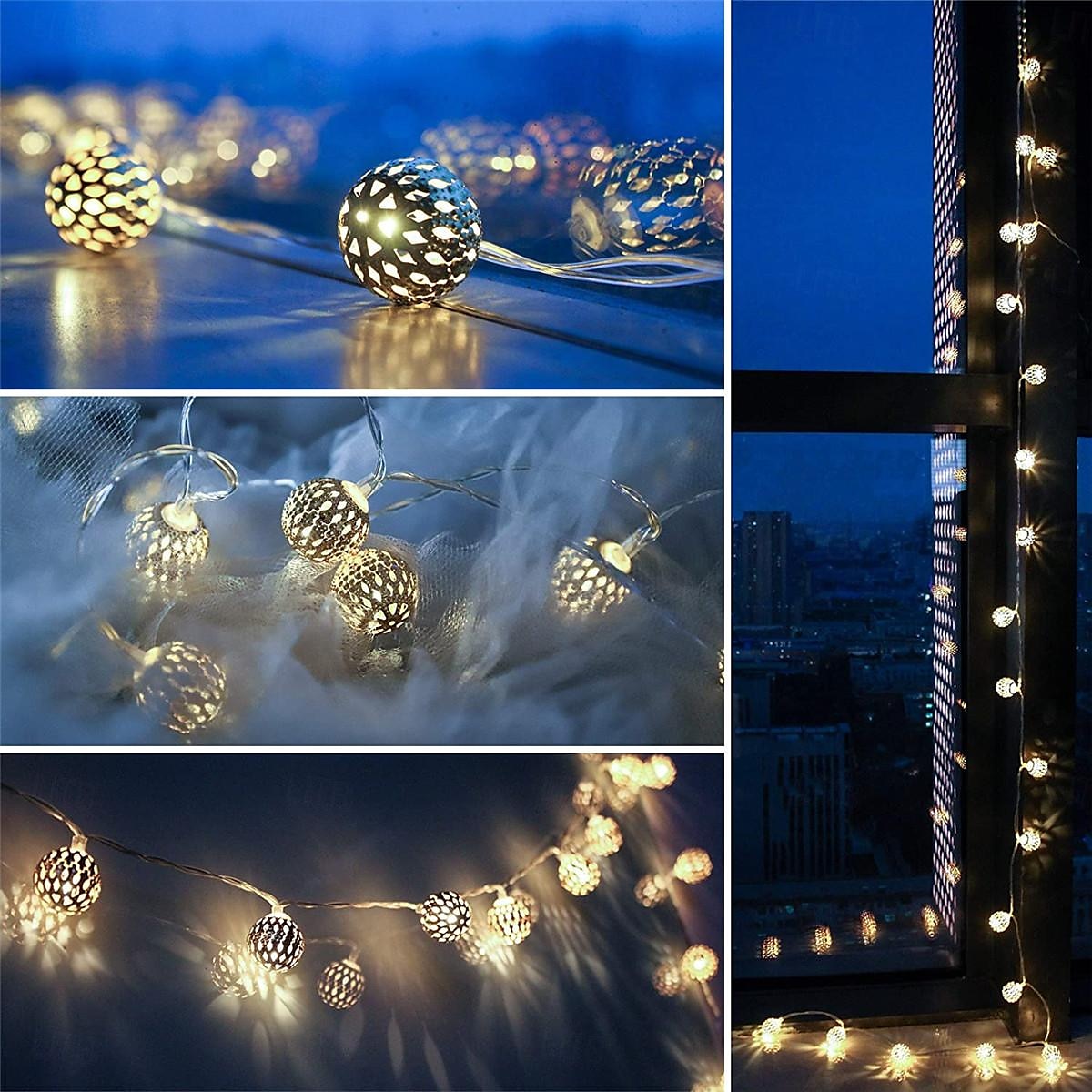 eleganckie przyjęcie weselne solarne marokańskie kule świetlne na sznurku – 20/30/50led zewnętrzne lampki choinkowe do dekoracji ogrodu 2025 - $22.99 –P2