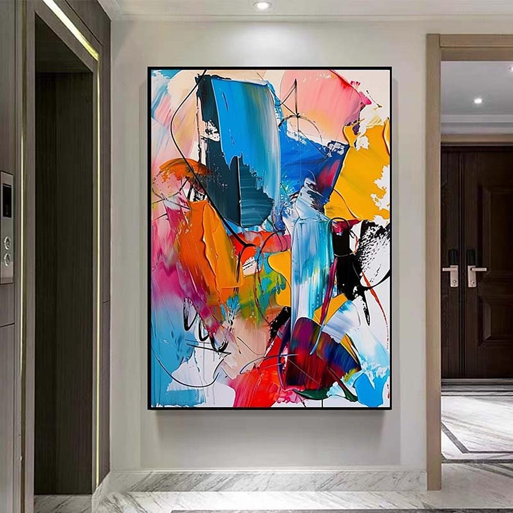 kleurrijk pattle knife schilderij handgemaakt schilderij extra groot abstract schilderij groot canvas kunst schilderij voor woonkamer oversized muurkunst moderne abstracte kunst schilderij voor 2025 - $116.99 –P4