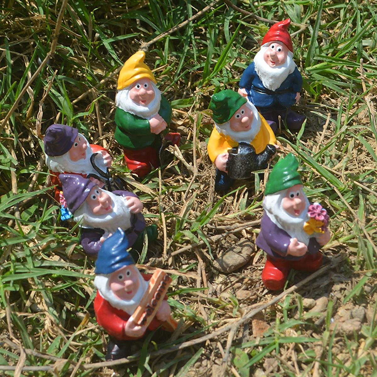 conjunto de siete figuras enanas: decoración del hogar y el jardín, perfectas para decoración de macetas, colección de artesanía de resina 2025 - $17.99 –P3