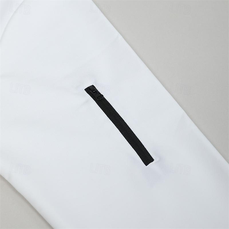 Homens Camiseta Polo Pullover Esportes Roupa Diária Quarter Zip Manga Longa Moda Confortável Tecido Bolsos Zip Up Primavera & Outono Normal Preto Branco Azul Marinha Laranja Camiseta Polo de 2026 por $23.99 –P9