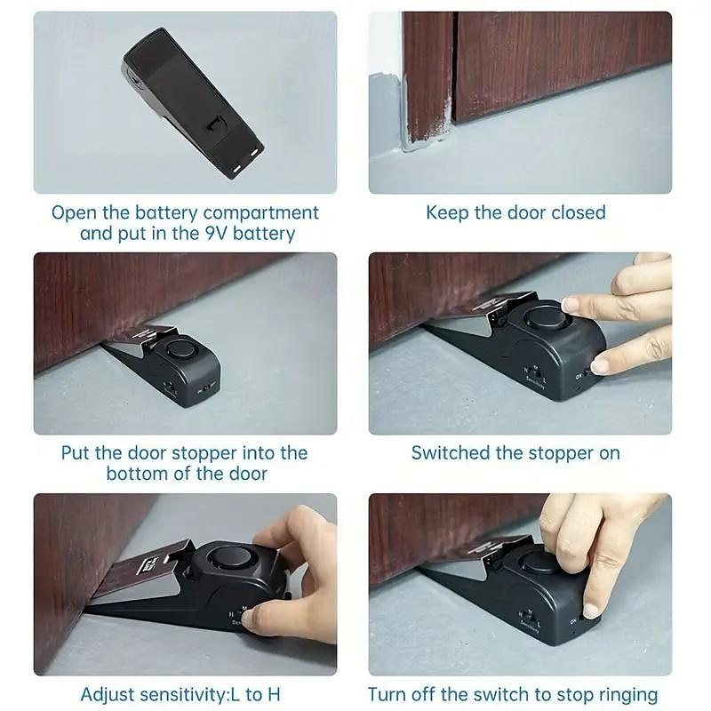 120dB Security Door Stop Alarm - Portable Safety Device forHome Hotel & Travel 2025 - $12.99 –P8