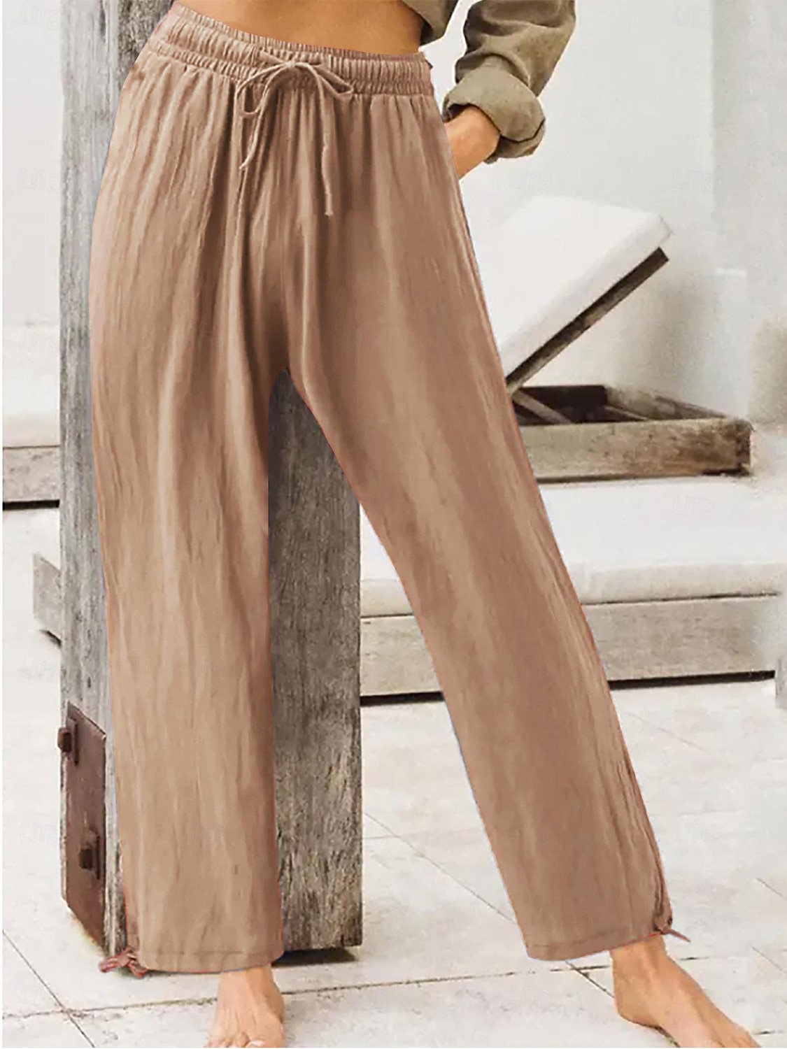 Femmes Pantalons Décontracté Quotidien Longueur complète Uni Cordon de serrage Poches Latérales Respirabilité Confortable Micro-Élastique Sortir Week-end Noir Vin Bleu Violet Printemps & Été Coupe de 2026 ? $26.99 –P2