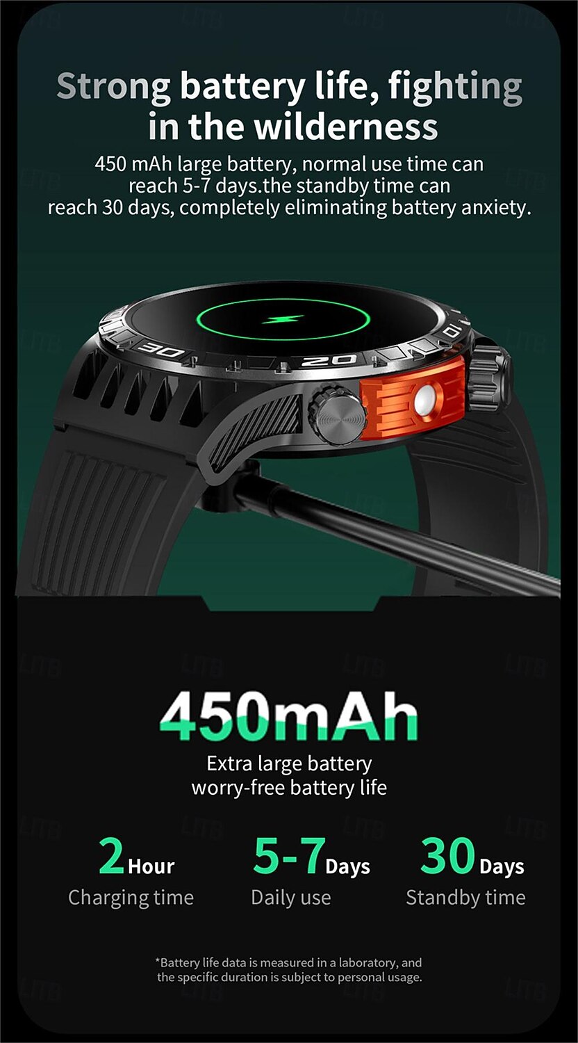 ceas inteligent ht22 ecran de 1,46 inchi apel bluetooth ip68 lanternă cu led rezistentă la apă baterie mare 100 sport gps pistă de fitness ceas inteligent 2025 - $46.99 -P15