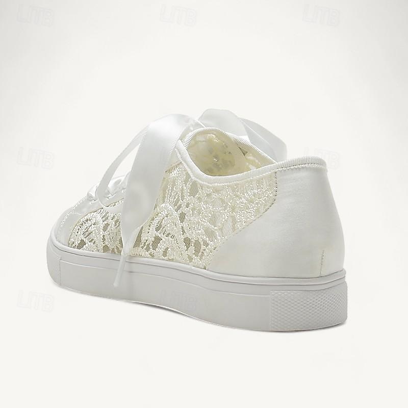 scarpe da sposa in pizzo da donna per matrimoni all'aperto e in giardino – comode scarpe da sposa con lacci a nastro del 2026 a $79.99 –P4