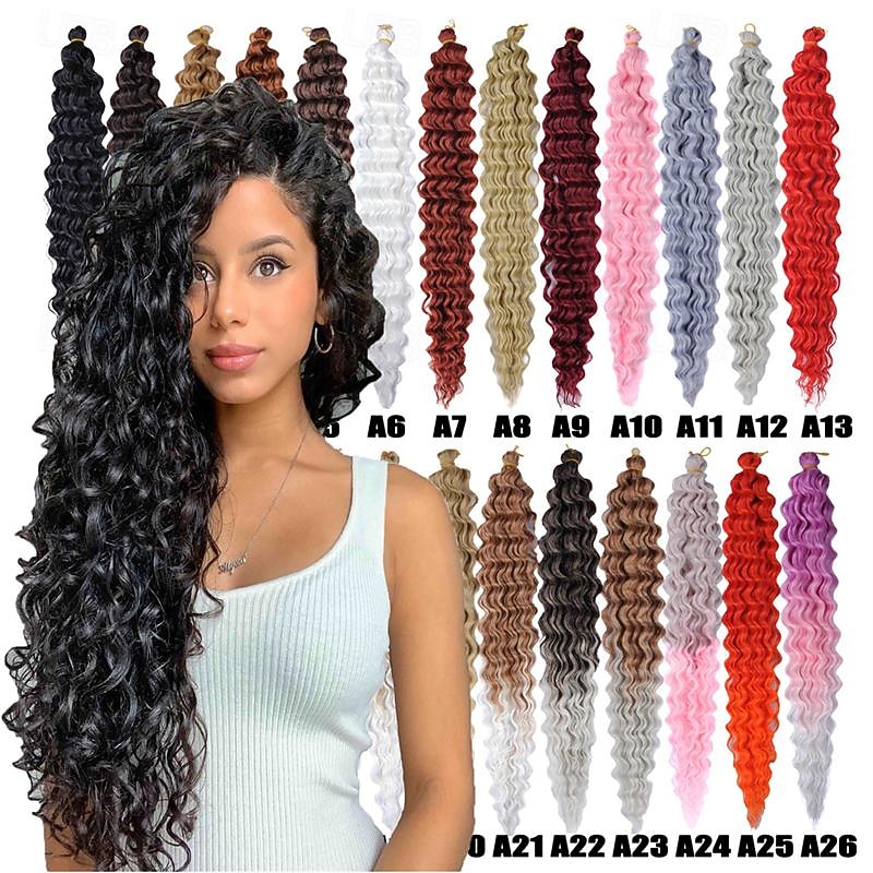 cabelo de crochê latino-americano 14 polegadas 18 polegadas 22 polegadas 6 unidades / pacote havaí onda profunda cabelo de crochê onda do mar cabelo sintético trança extensões de cabelo de crochê de 2026 por $80.99 –P1