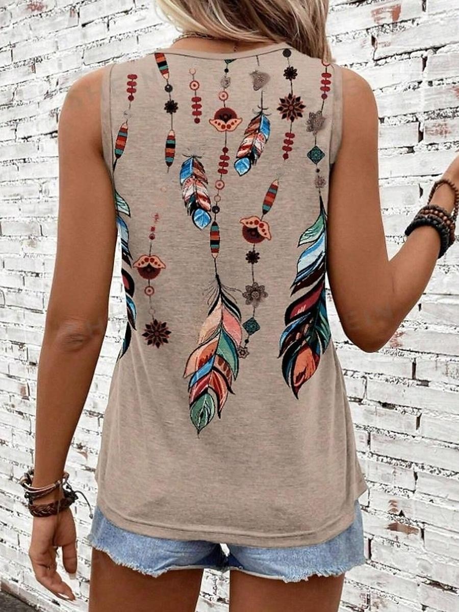 Camisole pentru femei top vest imprimeu stilat ombre fără mâneci guler rotund vacanță casual roz albastru deschis khaki curcubeu vară 2025 - $17.99 –P2