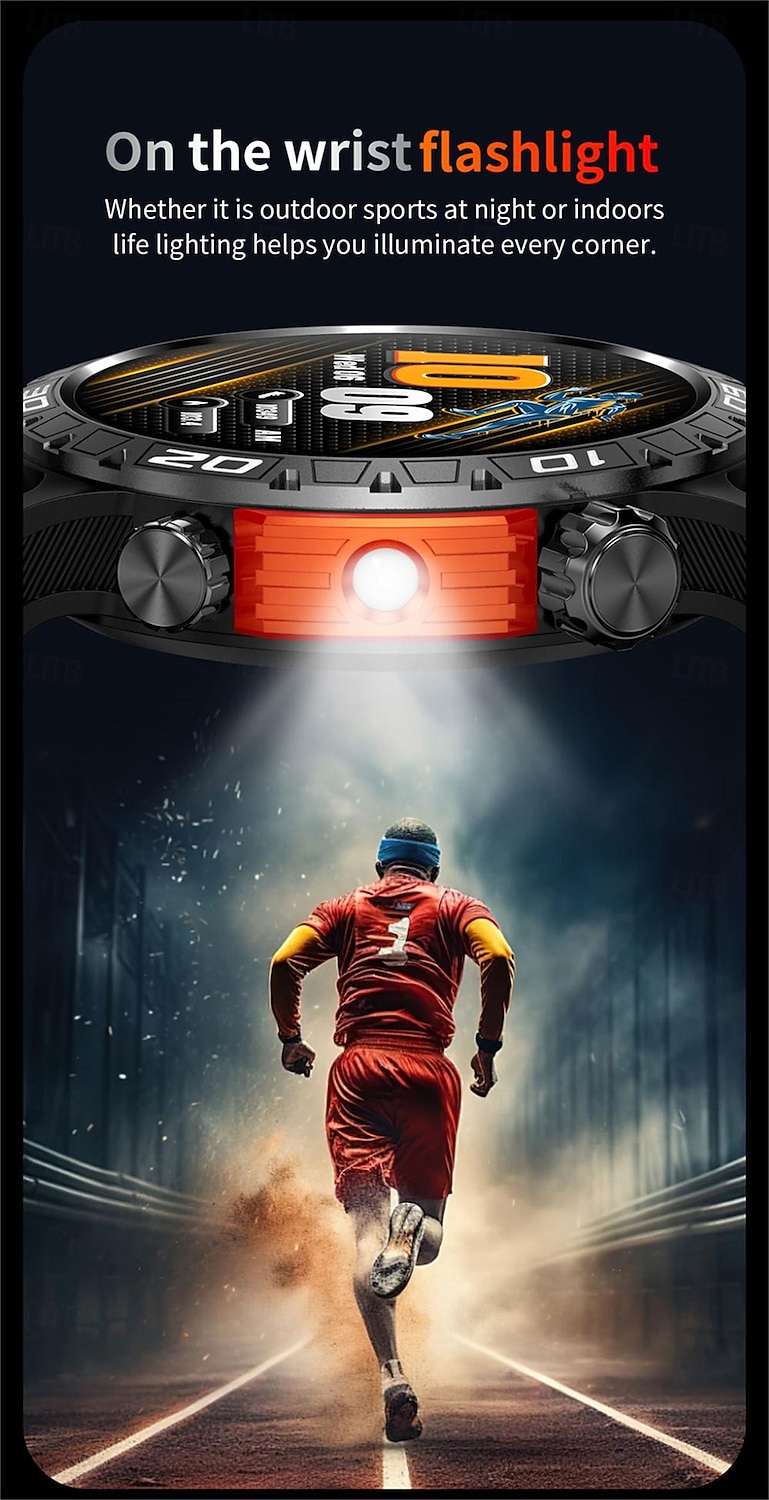 ceas inteligent ht22 ecran de 1,46 inchi apel bluetooth ip68 lanternă cu led rezistentă la apă baterie mare 100 sport gps pistă de fitness ceas inteligent 2025 - $46.99 -P7