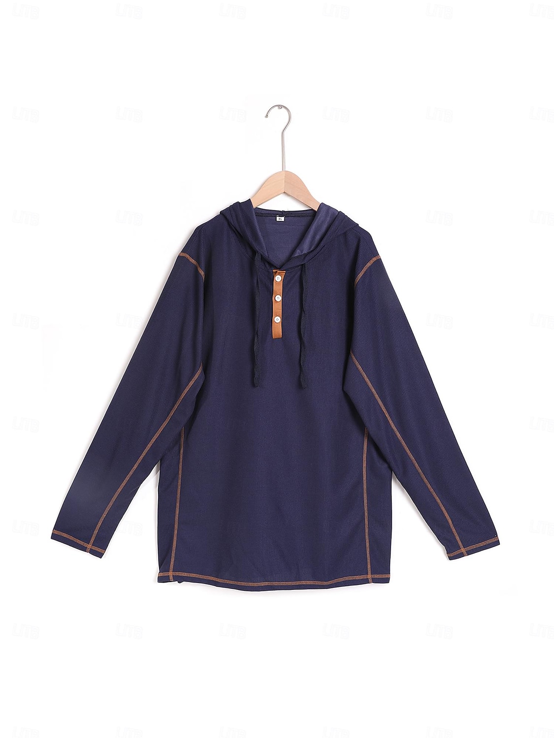 Férfi Póló Gofri Henley ing Henley ing Tee Top Hosszú ujj Henley Tavasz & Ősz Sima Divat Dizájn Alap Kollázs Kapucni Vakáció Utca Alkalmi Fekete Fehér Tengerészkék Férfi felső póló 2025 - $23.99 –P4