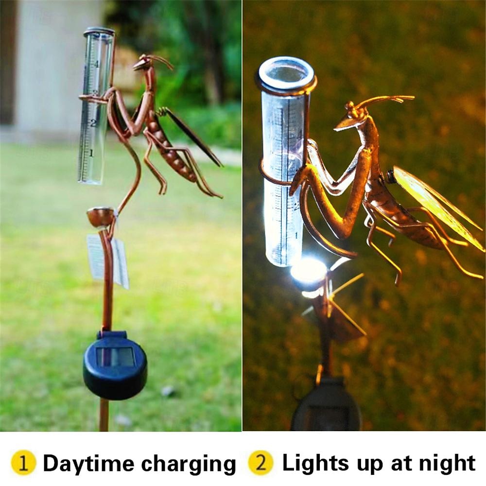 2026年 ソーラーステークライト動力カマキリ雨量計ランプ鉄アート動物芝生ランプ金属工芸品シミュレーション芝生地面挿入ランプ庭中庭装飾ランプ  コレクション – $31.99 –P8