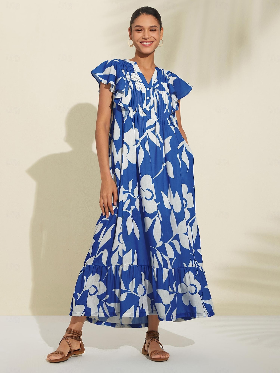 Casual Floral Pleated Maxi Dress 2024 - $59.99 –P1