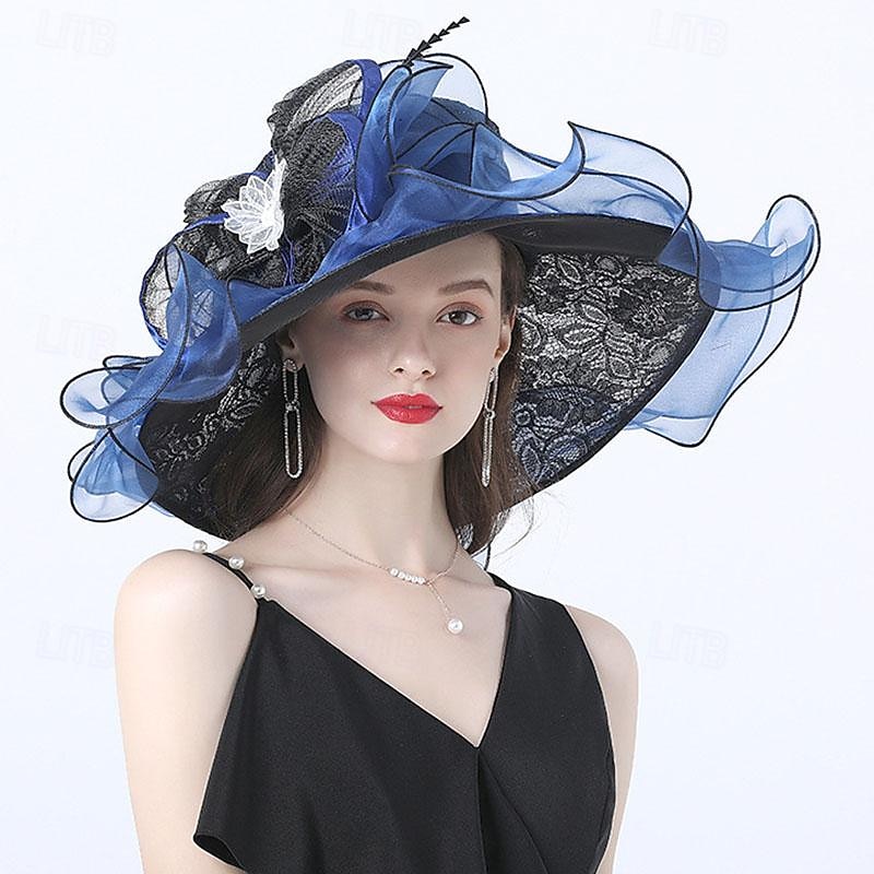 Elegant Retro Vintage Derby Kopfschmuck Hut Kirchenhut Dame Edelfrau Kostüm Damen Valentinstag Derby Hochzeitsfeier Ascot Erwachsene Hut Frühling & Sommer 2026 - $54.99 –P3