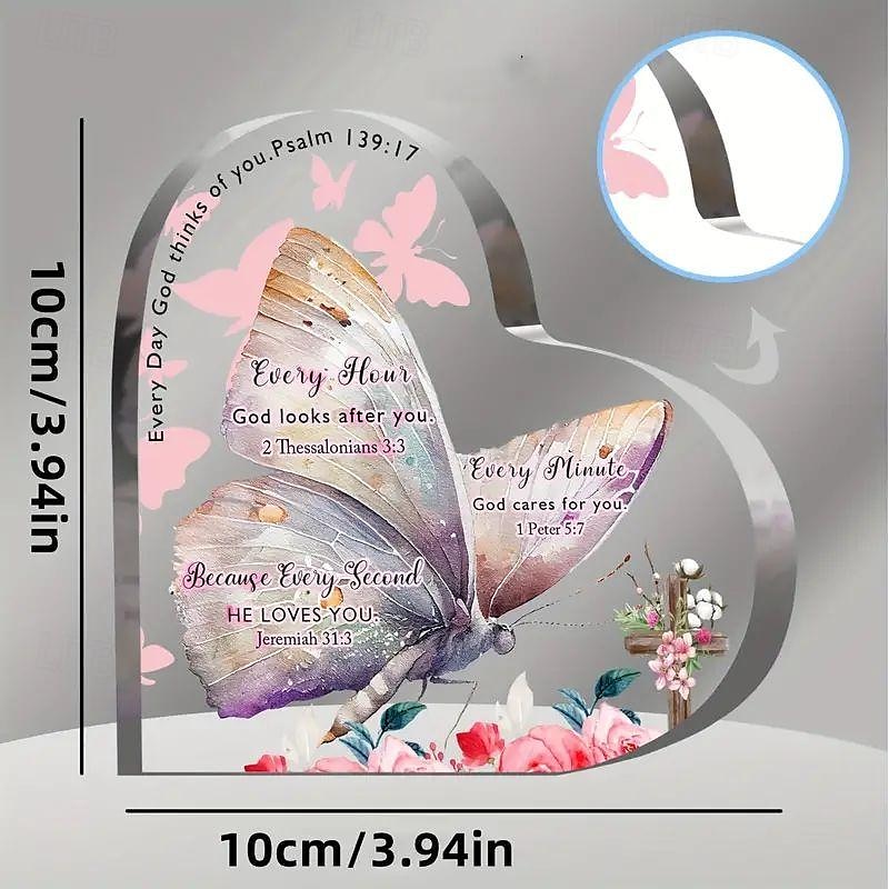 Acrylic Christian Gifts For Women Inspirational Gifts With Bible Verse Prayers Inspirational Desk Decor Engraved Heart Keepsake Religious Gifts Birthday Gift Friendship Gifts For Women 2025 - $12.99 –P3