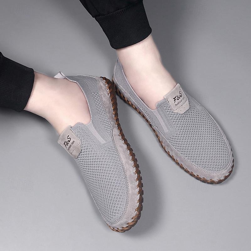 Per uomo Mocassini e Slip-Ons Scarpe fatte a mano Footing Informale Giornaliero PU Traspirante Comodo Beige / Bianco Grigio Estate Autunno del 2025 a $49.99 -P8
