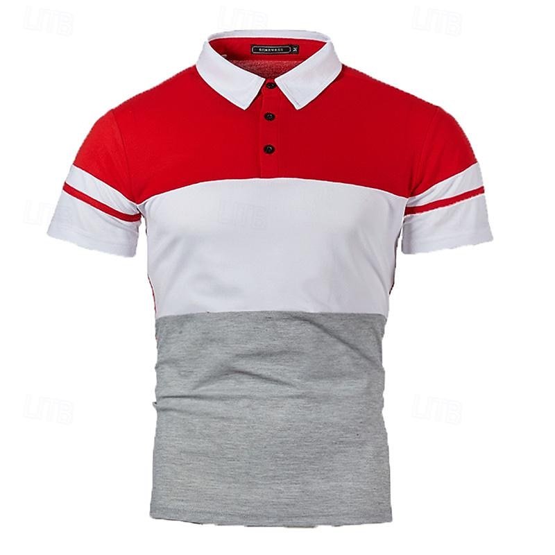 Ανδρικά Πουκάμισο γκολφ Μπλουζάκια Golf Polos Causal Δουλειά Πέτο Κοντομάνικο Βασικό Μοντέρνα Συνδυασμός Χρωμάτων Κουρελού Κουμπιά Ανοιξη καλοκαίρι Κανονικό Ανοικτό Γκρίζο Πουκάμισο γκολφ 2026 - $13.49 –P1
