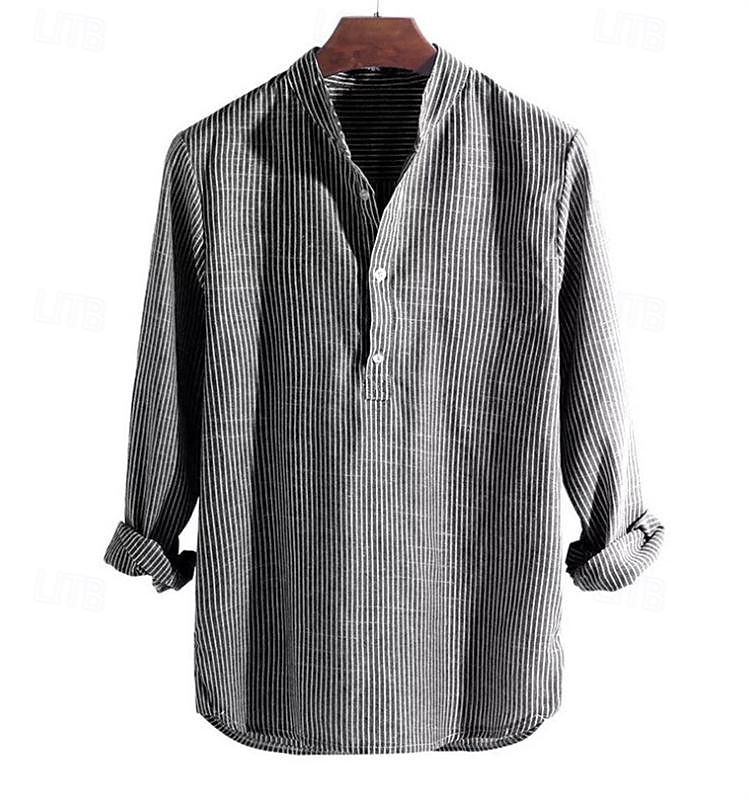 Per uomo Camicia Camicia con colletto cinese Camicia con colletto alla coreana Camicia Estiva Camicia casual Camicia da Spiaggia Nero Blu Rosso Manica Lunga A righe Colletto alla coreana Vacanza Ferie del 2025 a $22.99 –P2