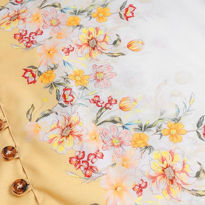 Homme Floral Chemise Chemise boutonnée manche longue Décontractées Usage quotidien Sortie Fin de semaine Printemps été Col Mao Imprimer Bouton bas Jaune Rose Claire Bleu Violet de 2025 ? $26.99 –P5