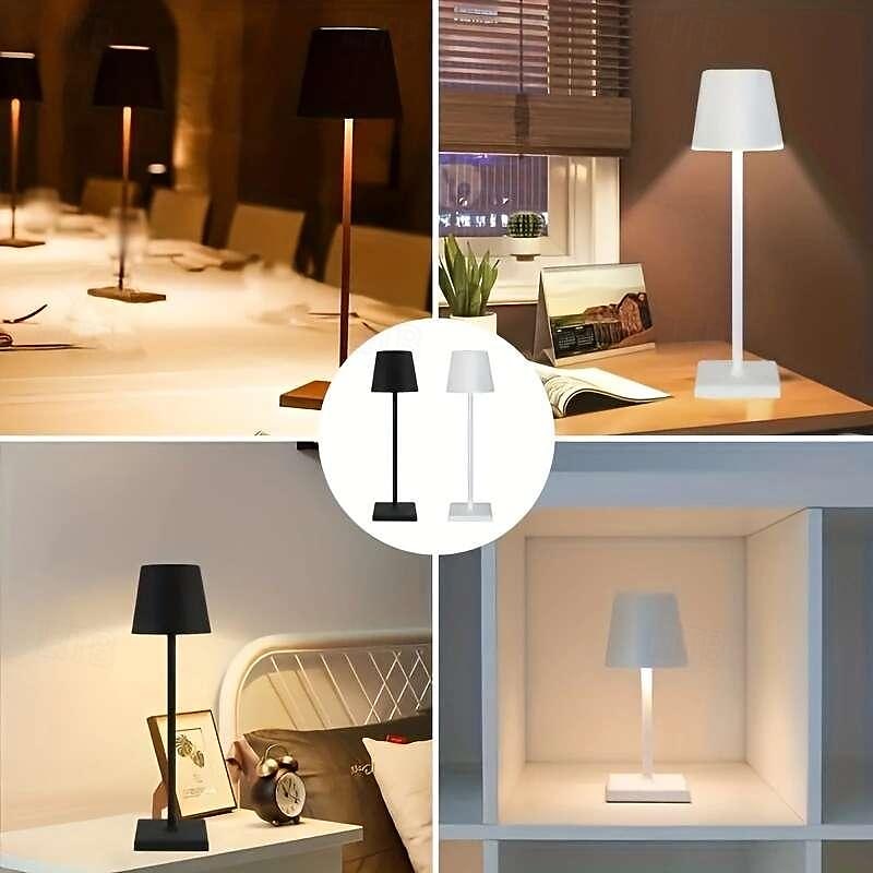 מנורת שולחן אלחוטית LED נטענת מנורת שולחן usb LED משתנה 3 צבעים לעיצוב מנורת שולחן בר במסעדה 2025 - $27.99 –P5