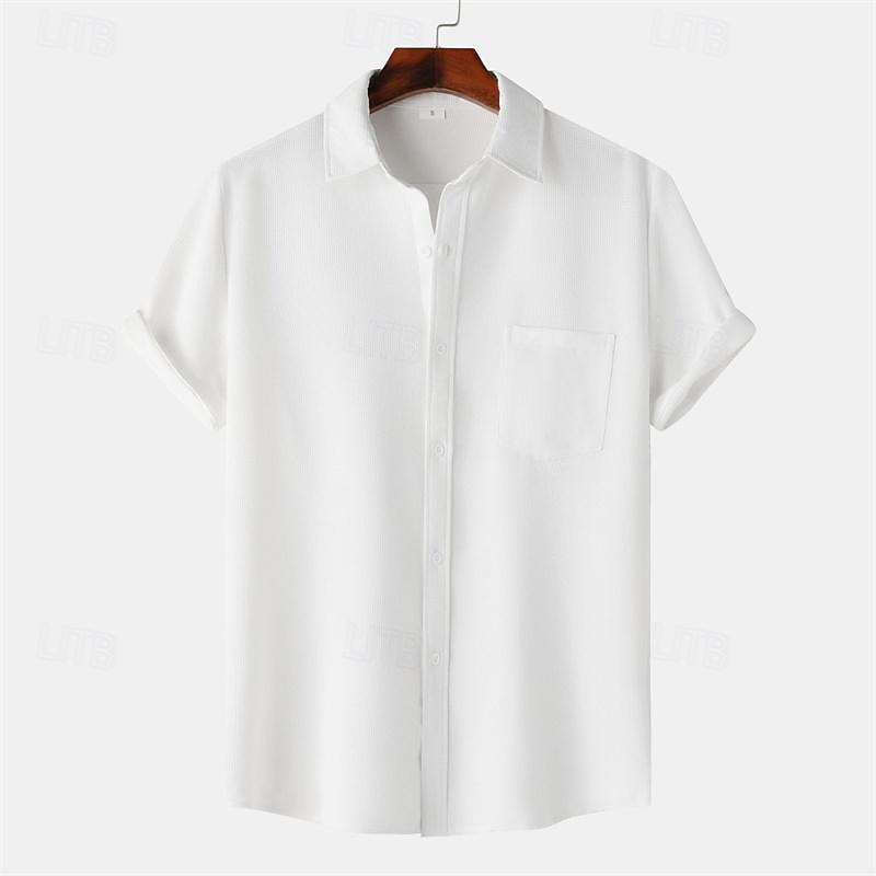 Per uomo Camicia Camicia Estiva Camicia casual Camicia da Spiaggia Camicia con Bottoni Bianco Verde chiaro Blu marino Blu Viola Manica Corta Semplice Bavero Vacanza Camicia hawaiana Tasca del 2026 a $27.99 –P3