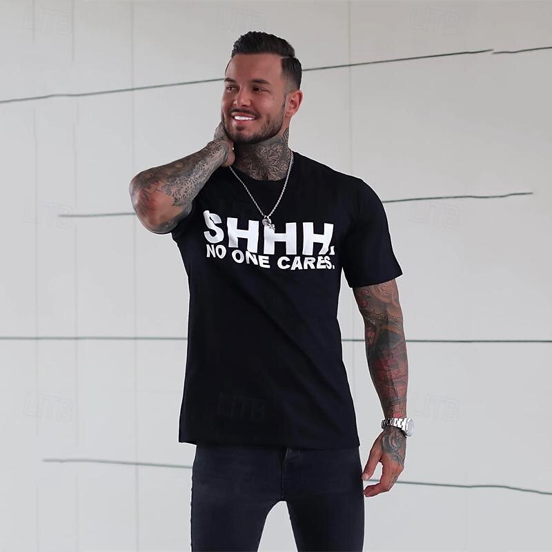 Hombre Letra Camiseta Camiseta superior Algodón Manga Corta Gráfico Camisa Negro Azul Oscuro Gris Camiseta cómoda Vacaciones Calle Ropa de diseñador de moda 2025 - $15.99 –P6