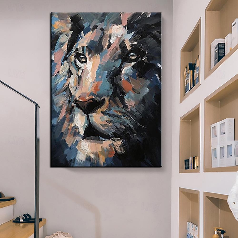 Großes Löwen-Ölgemälde auf Leinwand, handgemaltes Tiger-Abstraktes Tier-Leinwandgemälde, Wandkunst, modernes impressionistisches Löwen-Kunstwerk, Bild für Wohnzimmer, Schlafzimmer, Wand, 2025 - $108.99 –P4