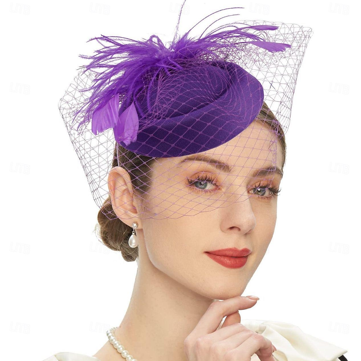 Elegant Retro / vintage Fascinatorhatt Fascinator Slør pannebånd Brude Kostyme Dame Karneval Maskerade Fest / aften Utdrikningslag Voksen Hodeplagg 2026 - $17.49 –P3