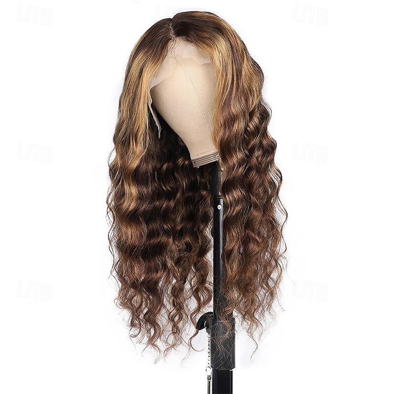 Parrucche per capelli umani anteriori in pizzo con onda profonda sciolta al 150% densità 13 * 4 Parrucche per capelli umani in pizzo trasparente evidenziano 4/27 colori del 2025 a $174.99 –P4