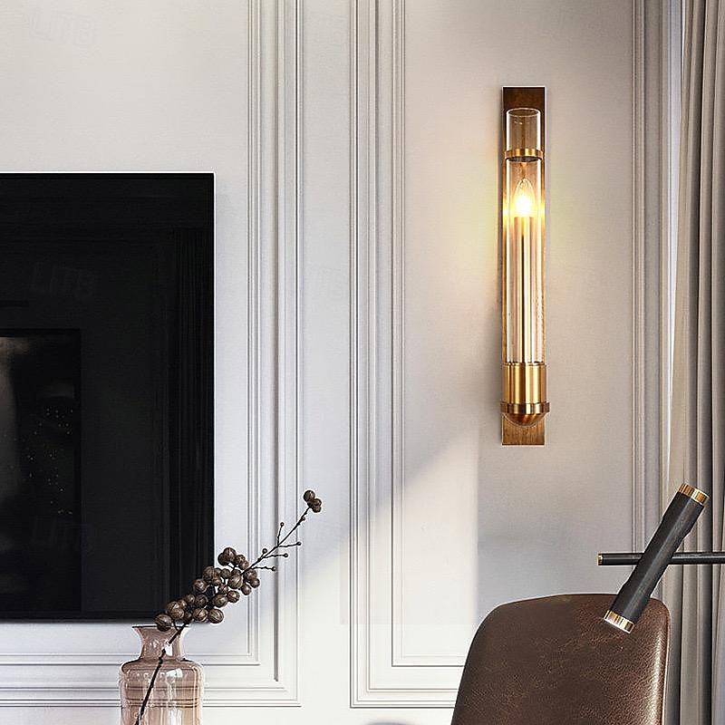 Wall Lamp Indoor Metal Glass Light Luxury Creative Living Room Tv Wall Background Wall Bedside Warm Light 1-Light 60*8*10Cm 110-120V 220-240V 2026 - $243.89 –P9