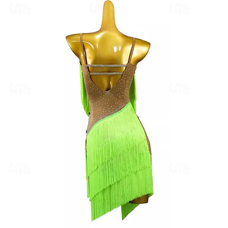 Balli latino-americani Abito Con diamantini Nappa Per donna Da ragazza Prestazioni Addestramento Senza maniche Alto Elastene del 2025 a $119.99 –P2