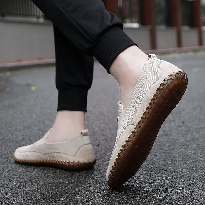 Per uomo Mocassini e Slip-Ons Scarpe fatte a mano Footing Informale Giornaliero PU Traspirante Comodo Beige / Bianco Grigio Estate Autunno del 2025 a $49.99 -P15