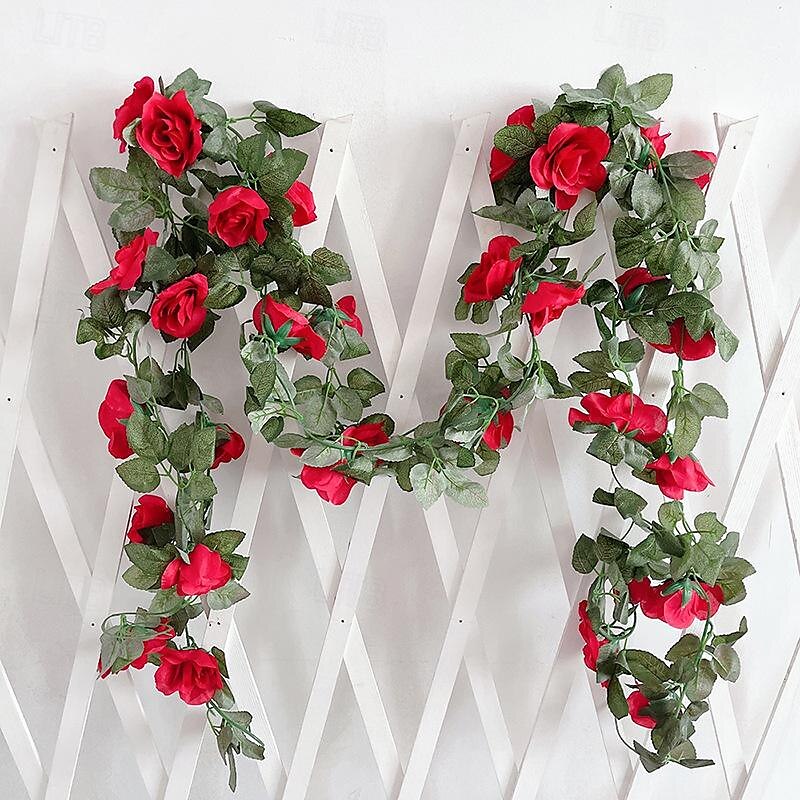 fleurs simulées fleurs artificielles fleurs en soie vigne vignes climatisation conduites d'eau arches de mariage décorations sinueuses rose vignes de 2025 ? $24.99 –P10
