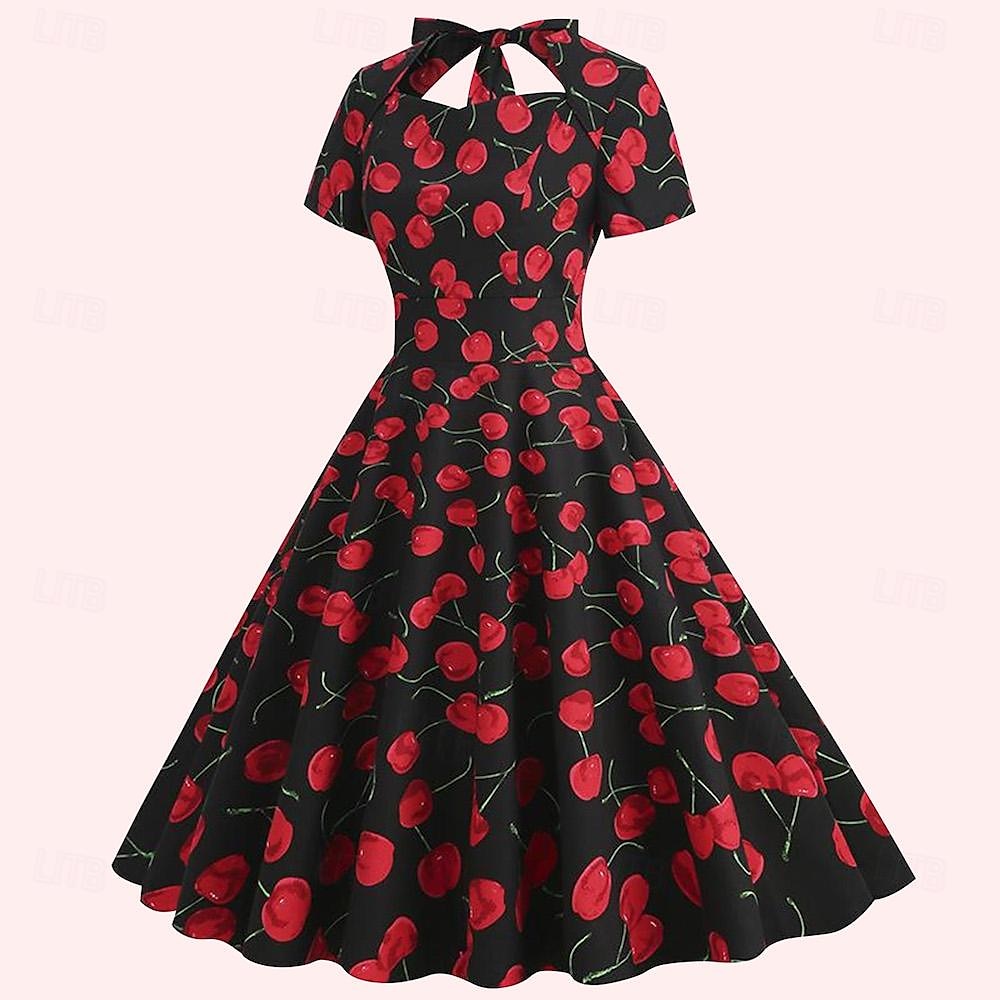 Retró 1950-es Rockabilly Ruhák A-Line ruha Swing ruha Gyümölcs Női Mindszentek napja Farsang Álarcos mulatság Hétköznapi viselet Lánybúcsú Felnőttek Ruha Hazatérő ruhák 2025 - $34.99 –P4