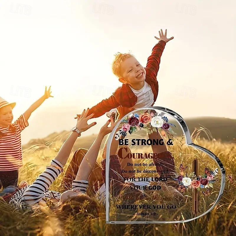 kristillinen lahja joshua 19 jumala pyhien kirjoitusten akryylilaatta ole vahva ja rohkea rohkaisulahja pojalle tytölle risti kukka perhonen kirjoituspöytä sydänplaketti uskonnollinen lahja naisille 2026 - $9.99 –P4
